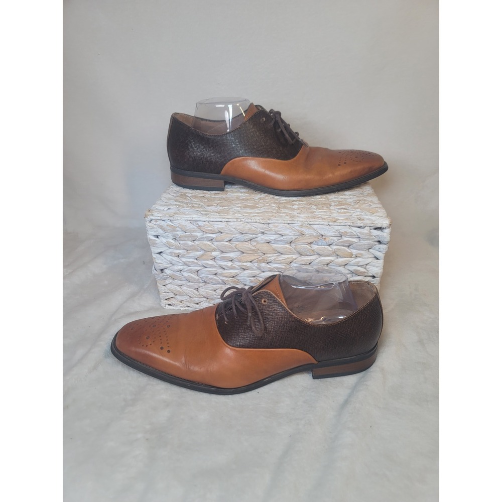 La Milano Weldon Brogue Oxford Dress Shoes Office Exec Size 11 Tan Brown Leather